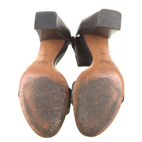 Chloe Ankle Strap Leather Block Heel Sandals Size 6.5, IT 36.5 - Picture 2 of 5